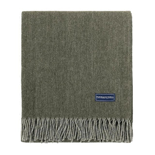Faribault Ashby Twill Throw - Olive 50x72