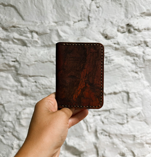 Green Mountains Map Leather Fold Wallet - Brown