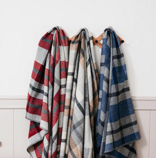 Faribault Northfield Plaid Wool Throw Blanket - Heritage Beige 50x72