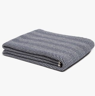 Eco Herringbone Throw - Marine / Milk