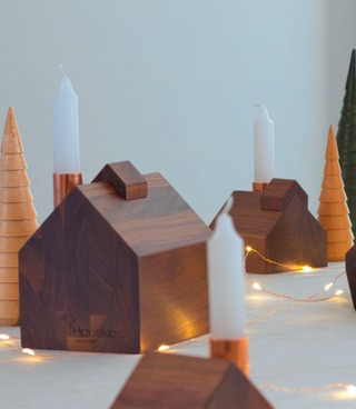 Oiled Walnut Barn Candle Holder