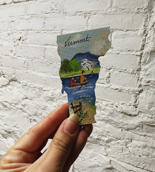 Handpainted Vermont Shape Magnet