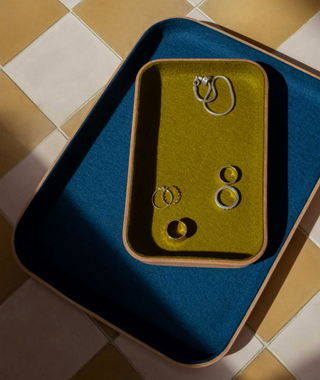 Kawabon Small Felt and Leather Tray - Golden