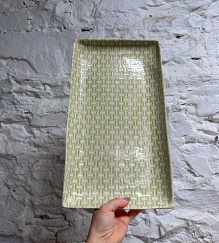 Textured Stoneware Medium Stacking Tray - Wicker Citrus - PICKUP ONLY