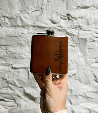 Pine Tree Leather Wrapped Flask