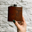 Load image into Gallery viewer, Lake Champlain Map Leather Wrapped Flask