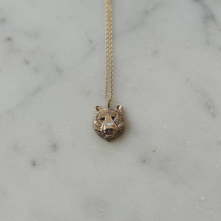 Bear Pendant Necklace - Bronze 24"