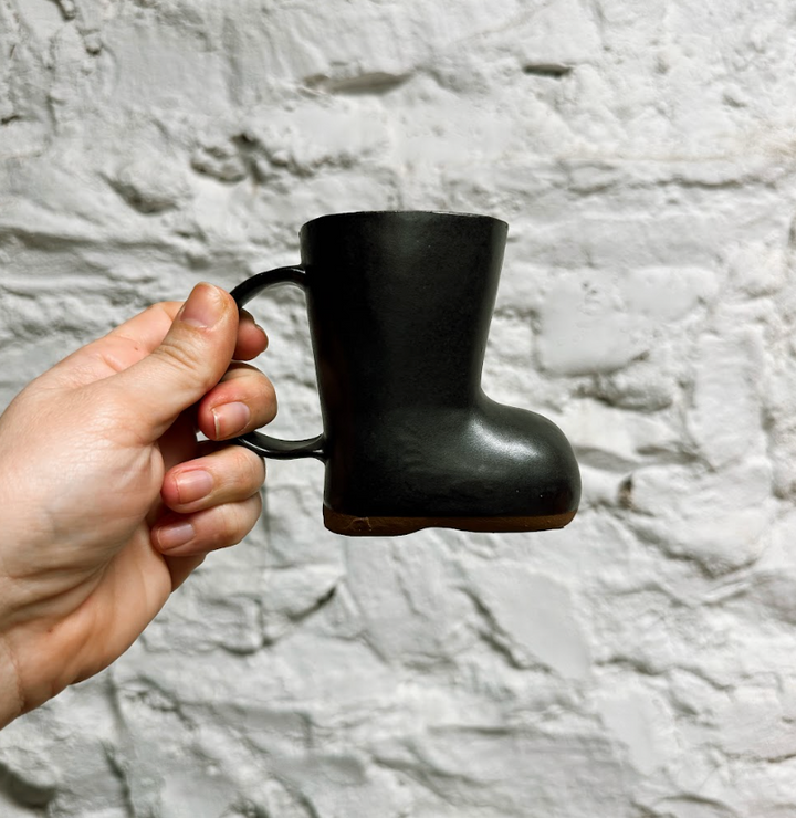 Handmade Ceramic Boot Mug - Matte Black
