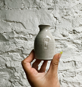 Laura White Pottery Mini Bottle Milk - VT Stamp