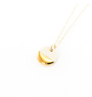Tiny Gold Dipped Pebble Necklace - 16" Gold Half