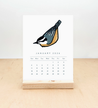 2026 Block Print Desktop Calendar