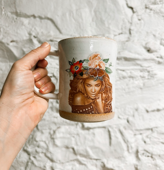 Beyonce with Flowers Handmade Mug