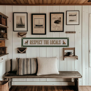 Benoit's Design Co Respect The Locals Felt Banner Green