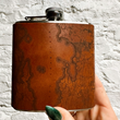 Load image into Gallery viewer, Lake Champlain Map Leather Wrapped Flask