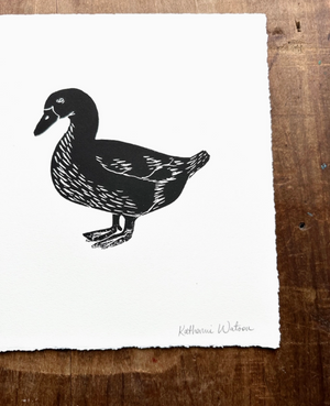 Duck Hand Blocked Art Print - 10x10