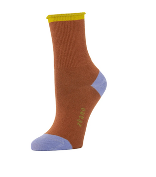 Color Block Honey Women's Half Crew Roll Top Socks