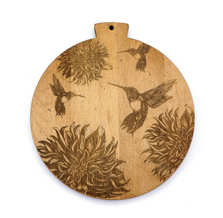 Maple Round Serving Board - Laura Zindel Hummingbirds