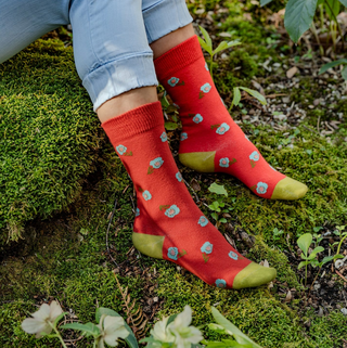 Forget me not poppy red Women's crew socks