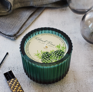 Roland Pine Single Wick Ribbed Candle - 6oz