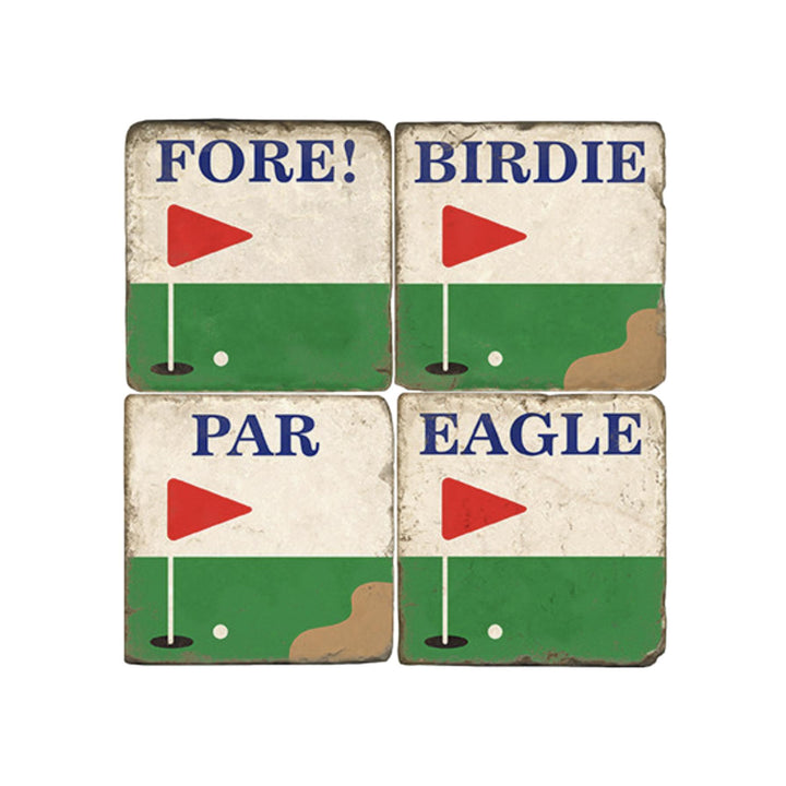 FORE Marble Coasters - Set of 4