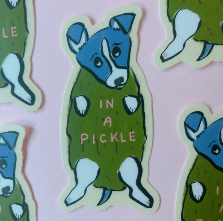 In A Pickle Dog Sticker