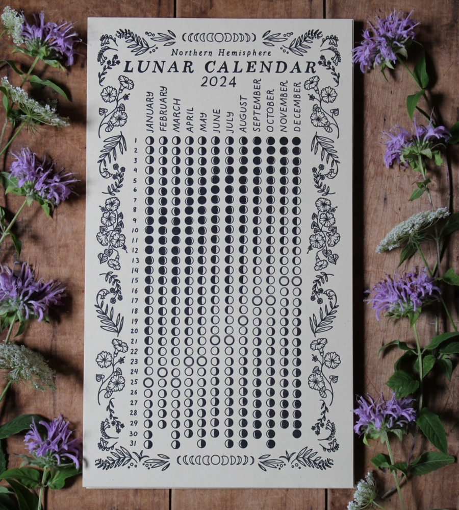 Letterpress Lunar Calendar 2024