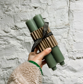 Beeswax 9 Inch Column Candles - Eucalyptus Green