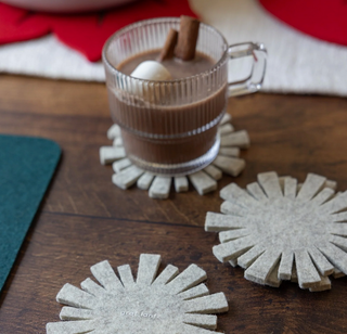 Merino Wool Starburst Coaster 4 Pack - Heather White