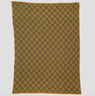 Gingham Plaid Sustainable Throw Blanket - Yellow
