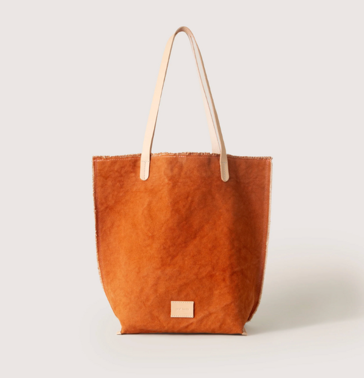 Hana Canvas Tote Bag - Caramel / Natural Leather