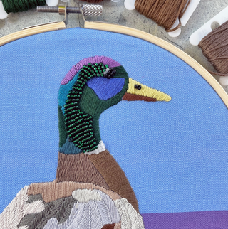 Embroidery Kit 8" with Beadwork - Mallard Duck