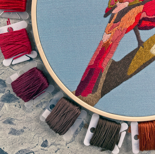 Embroidery Kit 8" With Beadwork - Cardinal