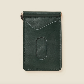 Money Clip Leather Wallet - Olive