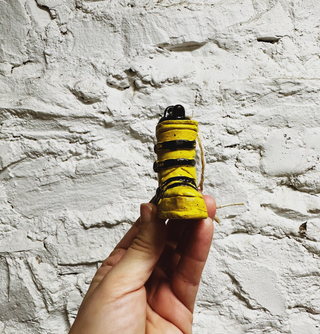 Victory Pottery Ski Boot Yellow Ornament