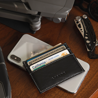 Leather Cardholder with RFID Protection - Black