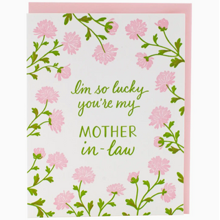 pink mums mother-in-law card - SI7