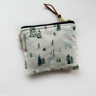 White Winter Ski Slopes Small Square Pouch