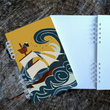Load image into Gallery viewer, The Great Wave Wire-Bound Notebook with Nautical Dog