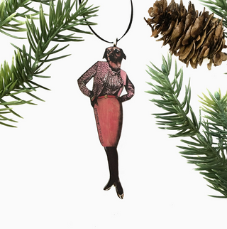 Wooden Collage Christmas Ornament - Office Dog