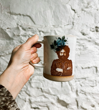 Jerry Garcia With Flowers Handmade Mug