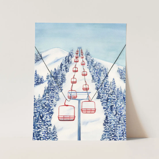 Red Ski Lift Art Print - 8"x 10"