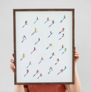 Tiny Skier Alpine Apres Ski Print - 16x20