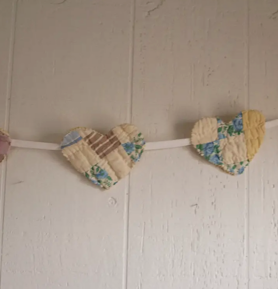 Reclaimed Quilt Heart Bunting