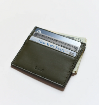 Italian Leather Card Case - Military Green