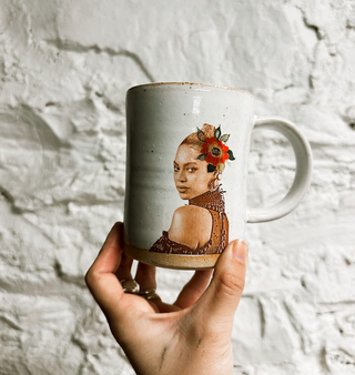 Beyonce with Flowers Handmade Mug