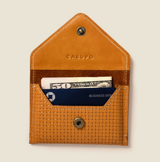 Mini Envelope Leather Wallet with RFID Protection - Tan