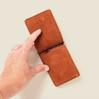 Money Clip Leather Wallet - Olive