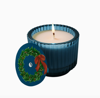 Roland Pine Single-Wick Glass Candle - Blue Ribbed 6oz