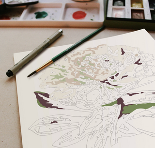 Paint-By-Numbers Kit - Peony Blossoms