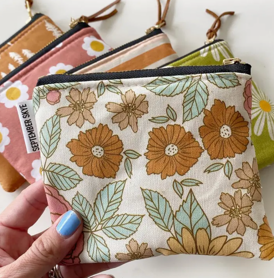Small Square Pouch - Golden Girl Floral